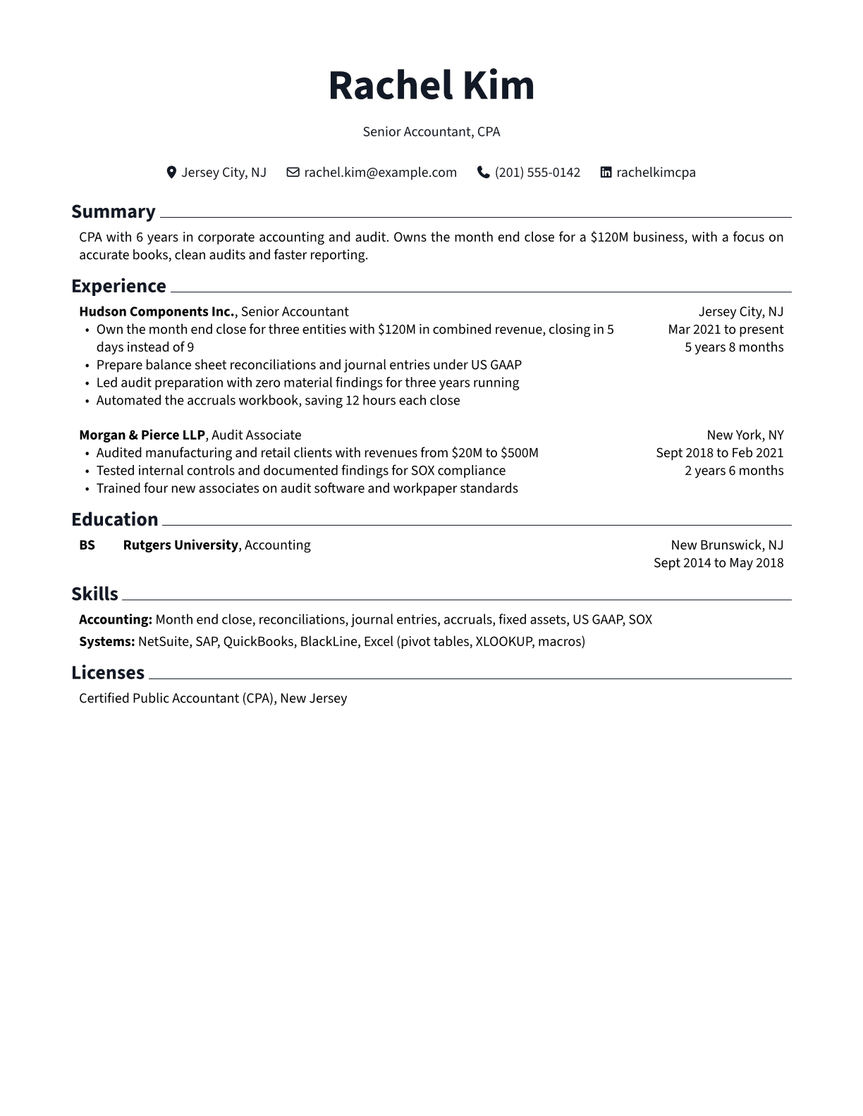 Accountant resume example