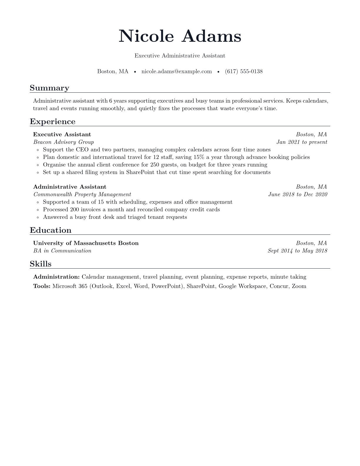 Administrative Assistant resume example