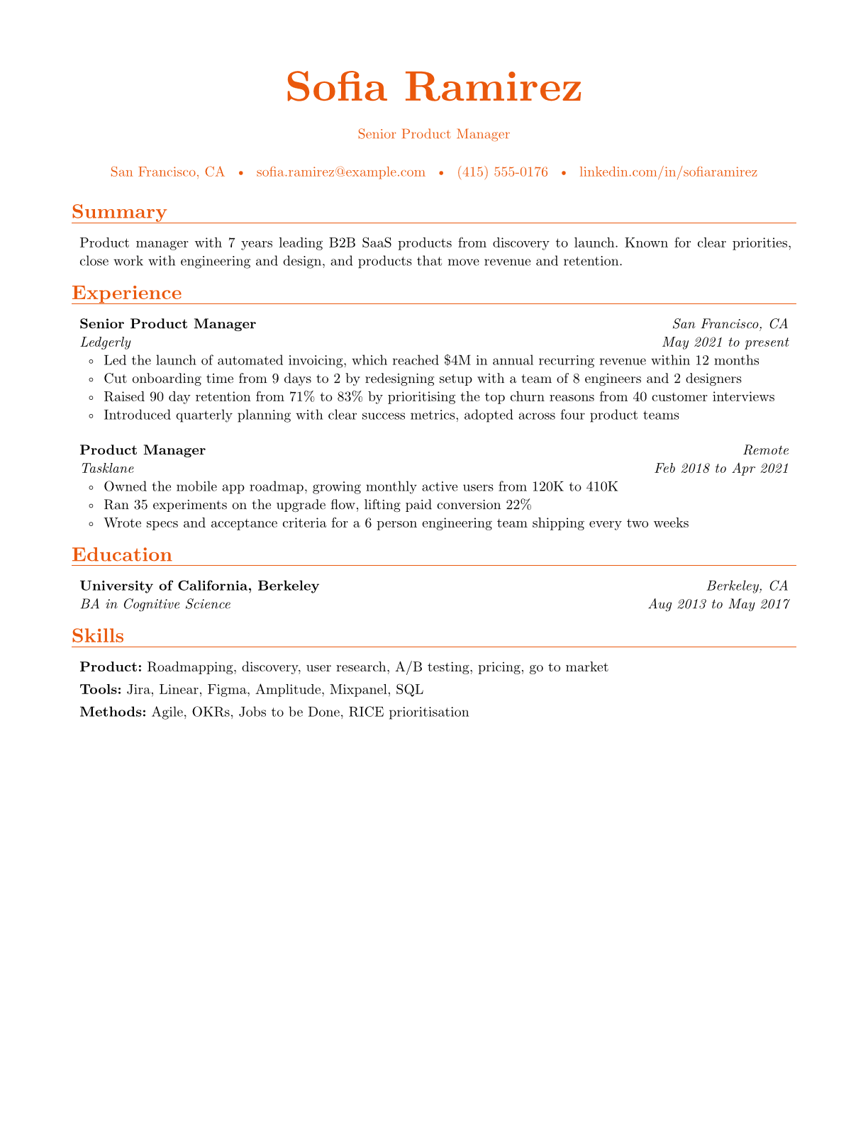 Product Manager resume example