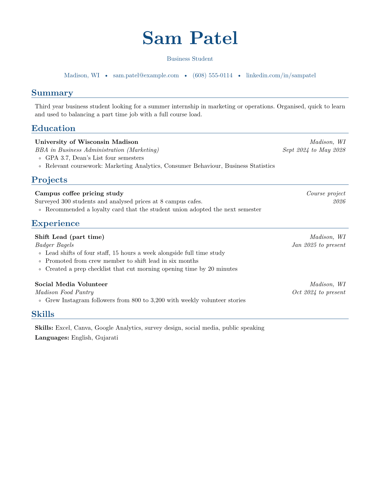 Student resume example