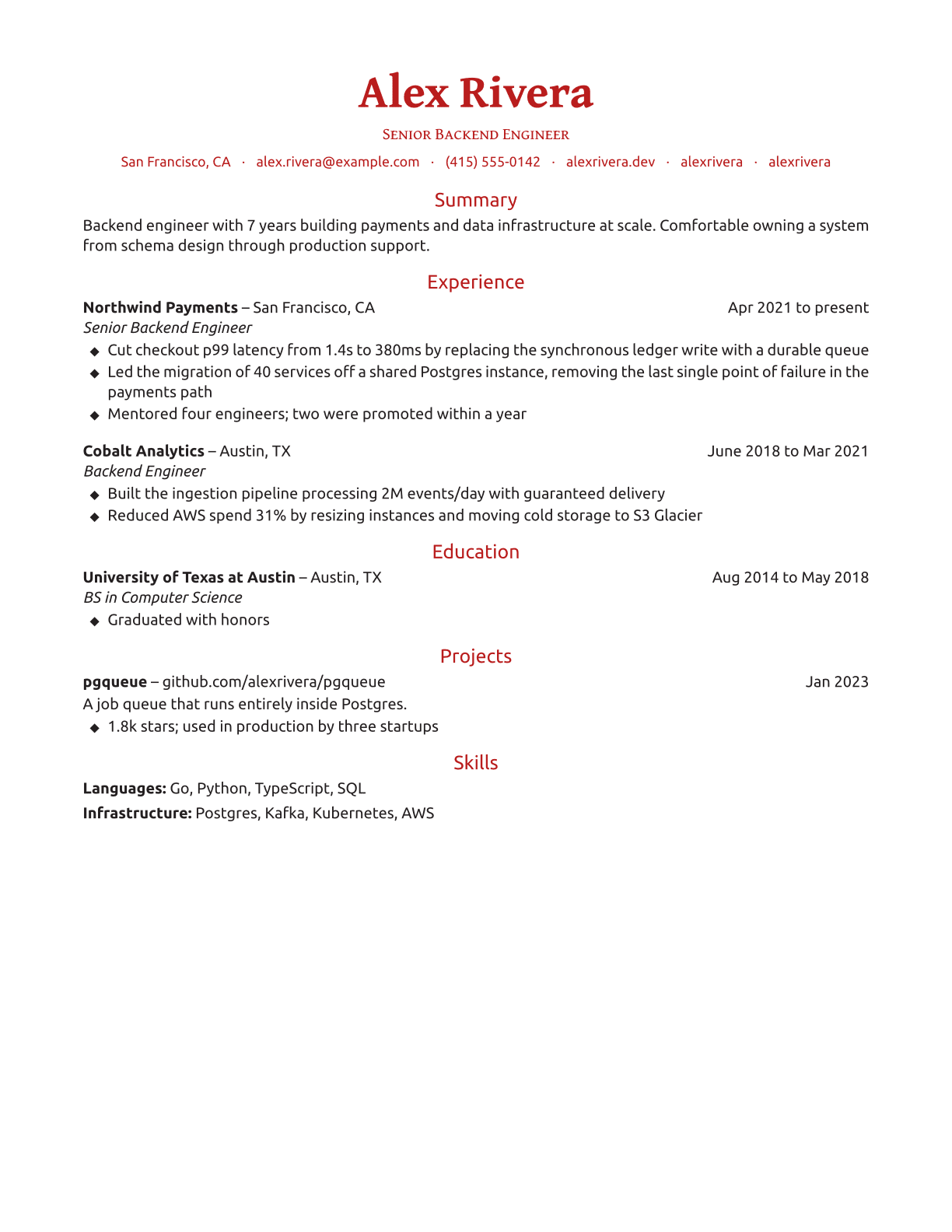 The Ember resume template