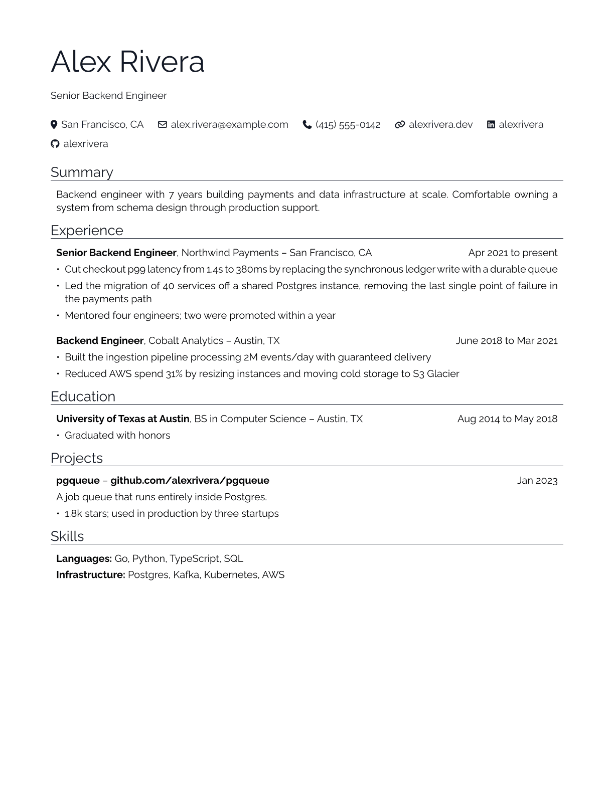 The Technical resume template