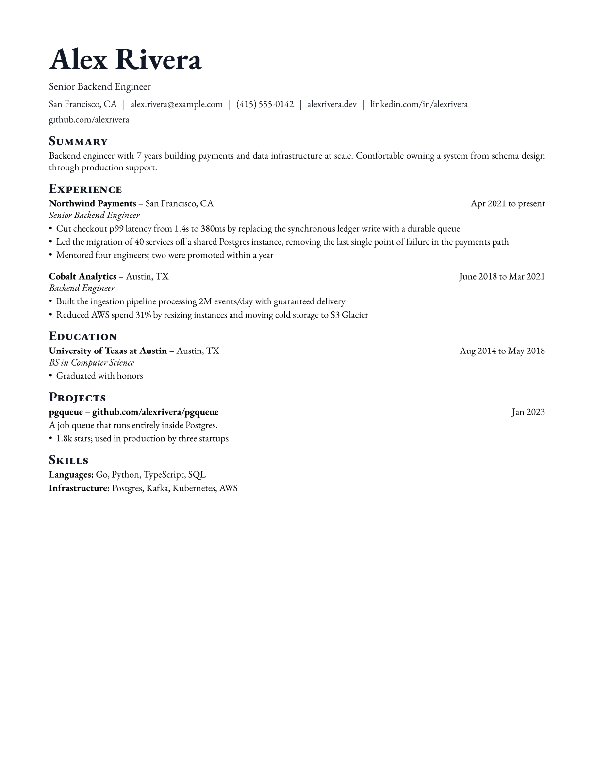 The Ink resume template