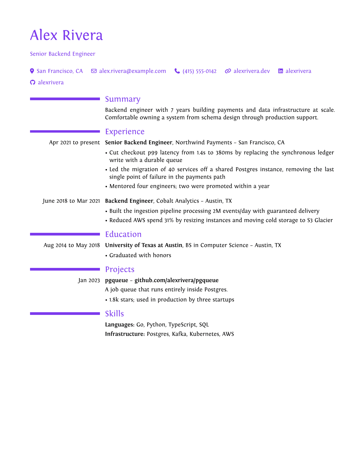 The Sidebar resume template